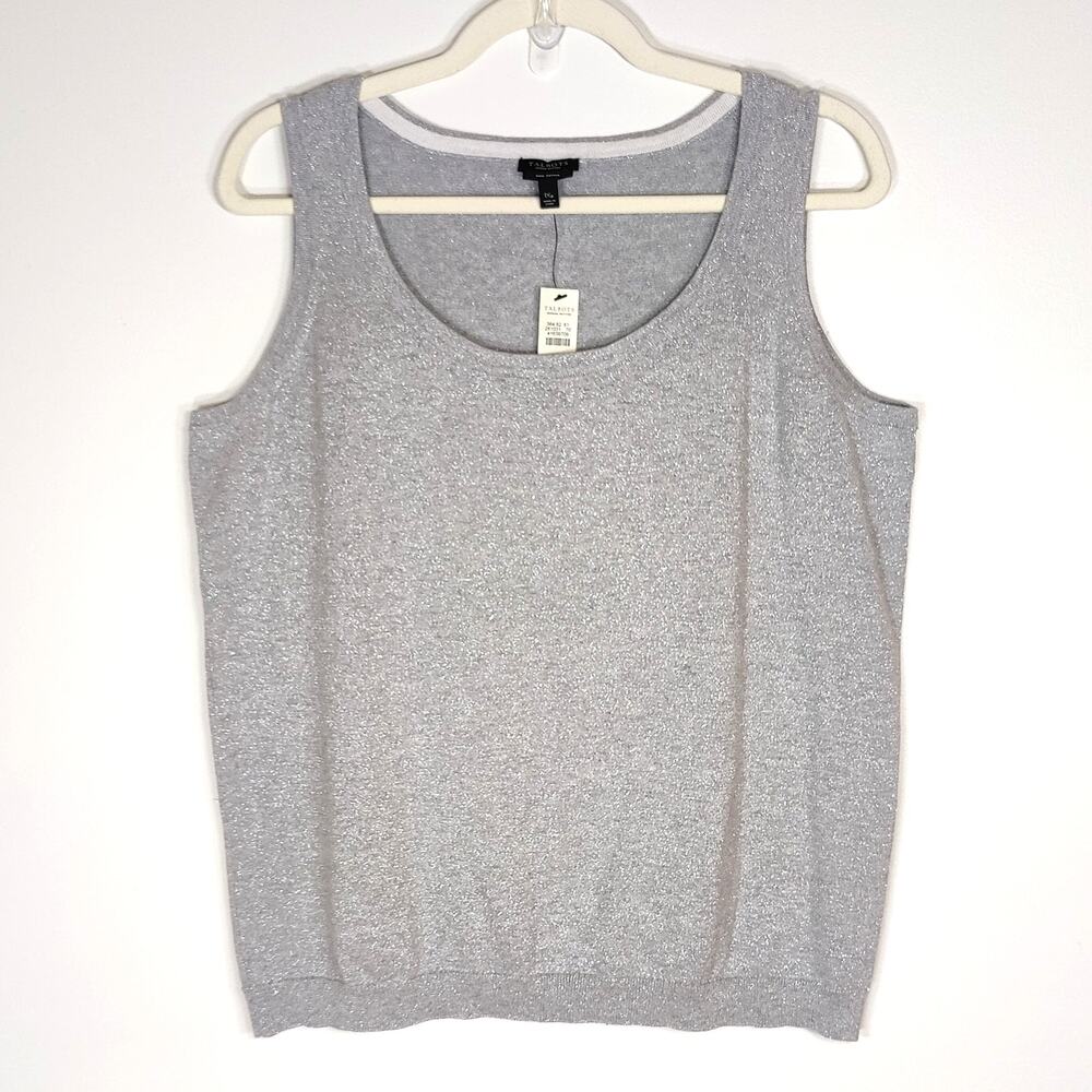 Talbots Metallic Silver Tank Top Pima Cotton Sleeveless 1XP NWT